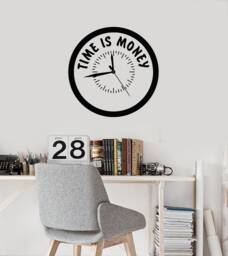 Time Is Money Vinyl Wall Decal Clock Office Space Decoration Art Stickers Mural - #2760Di - thumbnail 1