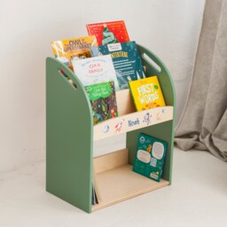 Montessori Toddler Bookshelf, Portable Library Shelf, Plywood Book Storage - thumbnail 2