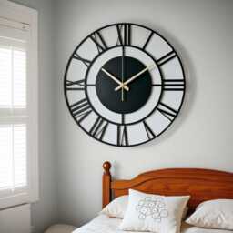 Modern Metal Wall Clock, Silent Roman Numeral Clock, Farmhouse Decor, Valentines Gift, Home Decor, Custom Clock, Black Clock - thumbnail 1