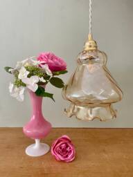 Vintage Amber Glass Globe Pendant Light