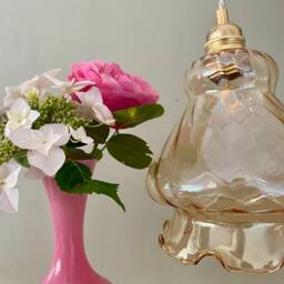Vintage Amber Glass Globe Pendant Light - thumbnail 3