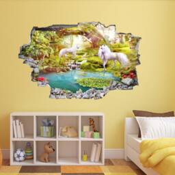 Unicorn Enchanted Forest Fantasy Wall Sticker Mural Decal Print Art Kids Girls Bedroom Decor Az20 - thumbnail 3