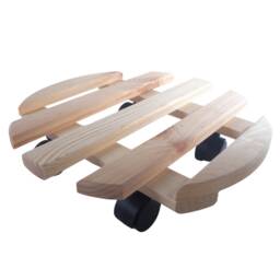 Wooden Plant Trolley - Flower Pot Wheeled Mover Dolly Planter Caddy Holder Wheels Unfinished Plain Pine To Decorate - thumbnail 4
