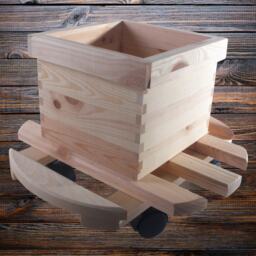 Wooden Plant Trolley - Flower Pot Wheeled Mover Dolly Planter Caddy Holder Wheels Unfinished Plain Pine To Decorate - thumbnail 2