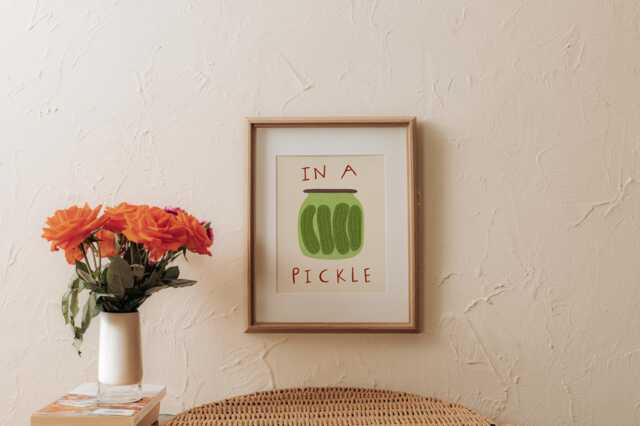 In A Pickle Unframed Print - Posters Kitchen Poster Funny Prints Wall Decor Pun Art Fun Gifts For Lovers - image 1