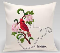 West Virginia Cardinal & Rhododendron Medley. Embroidered With Feather Insert - thumbnail 1