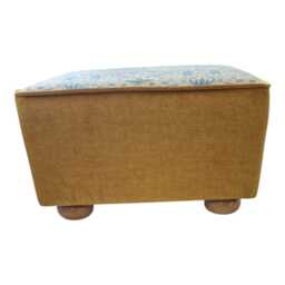 William Morris Strawberry Thief Footstool Gold Fabric & Velvet Base - thumbnail 2