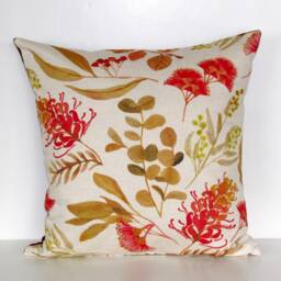 Made To Order Bush Flowers Linen/Cotton Cushion Cover With Copper Velvet Reverse, Australian Botanical - thumbnail 3