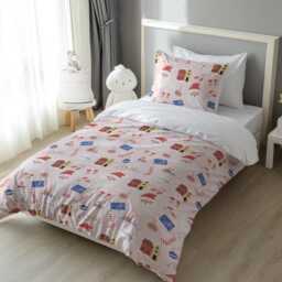 Christmas - Jolly Pink, Bedding, Duvet Covers, Fitted Sheets, Festive Bedding, Santa & Presents Kids Bedding - thumbnail 2