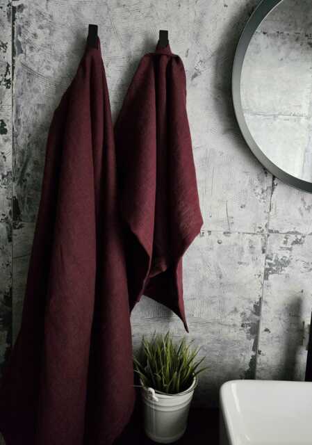 Thick Linen Towels/Softened Towel Burgundy Bath Guest Sheet - image 1