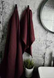 Thick Linen Towels/Softened Towel Burgundy Bath Guest Sheet - thumbnail 1