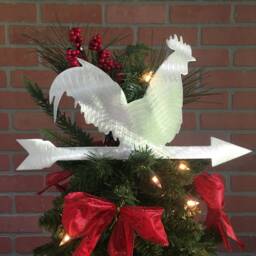 Weathervane Rooster, Christmas Tree Topper, Wreath Decoration, Holiday Wall Hanging Or Yard Art, Metal, Rustic, Farm, Key West - thumbnail 3
