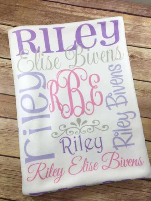 Personalized Baby Name Blanket, Custom Monogram Swaddle Gift - Soft Minky Fleece - image 1