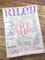 Personalized Baby Name Blanket, Custom Monogram Swaddle Gift - Soft Minky Fleece - thumbnail 1