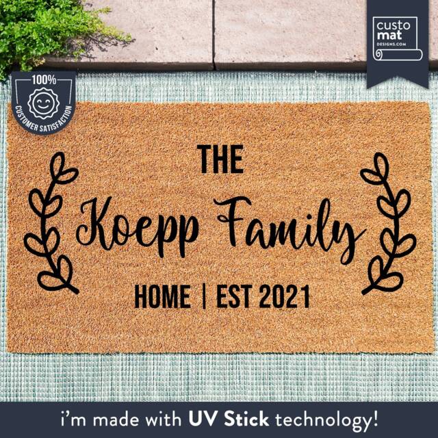 Personalized Doormat - Family Name Mat With Est Date Custom Coir Door - image 1