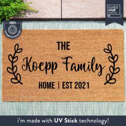 Personalized Doormat - Family Name Mat With Est Date Custom Coir Door - thumbnail 1