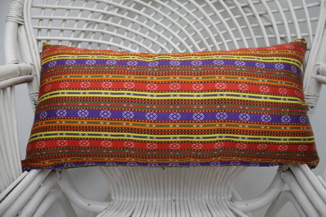 Pillow Covers, Throw Pillow, Kilim 12x24 Red Cushion, Double Sided Striped Mid Century Cover, 6 - image 1
