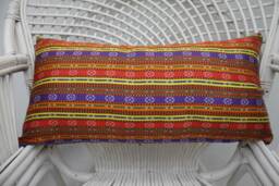 Pillow Covers, Throw Pillow, Kilim 12x24 Red Cushion, Double Sided Striped Mid Century Cover, 6 - thumbnail 1