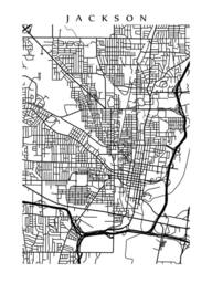 Jackson Mississippi Map Art Print - Black & White Choose Your Size - thumbnail 2