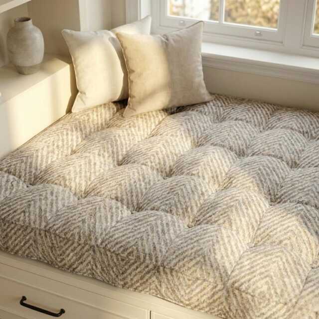 French Cushion Indoor, Tufted Bench Cushion, Window Seat Reading Nook Comfy Floor - image 1