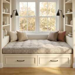 French Cushion Indoor, Tufted Bench Cushion, Window Seat Reading Nook Comfy Floor - thumbnail 2