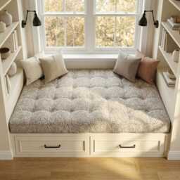 French Cushion Indoor, Tufted Bench Cushion, Window Seat Reading Nook Comfy Floor - thumbnail 3