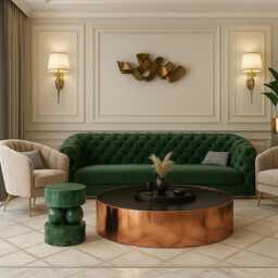 Green Marble Coffee Table, Handcrafted Natural Stone Sculptural Side Modern Minimal Accent, Teos Custom Furniture - thumbnail 3
