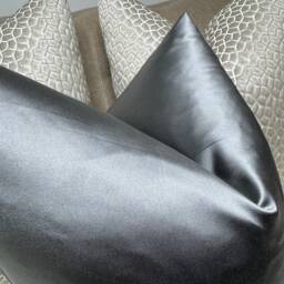 Designer Guild Duchess Satin Look Luxury Cushion Cover, Euro Pillow, Throw Elegant Graphite Steel Grey Plain - Double Sided - thumbnail 3