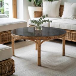 Natural Stone Texture Glass Table Top, Black Scandinavian-Style Protective Top For Tables