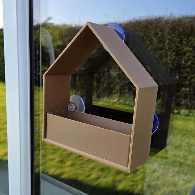 Modern House Window Bird Feeder - Removable Seed Tray, Strong Suction Cups By 3Dandfun - image 1