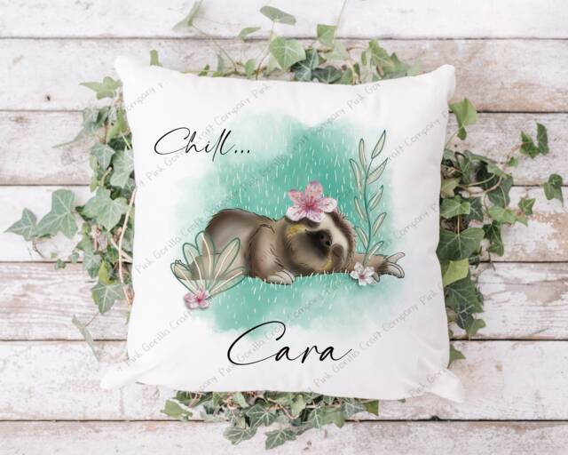 Sloth Cushion, Pillow, Girl Sloth, Gift, For Her, Lover, Gift Mum, Personalised - image 1