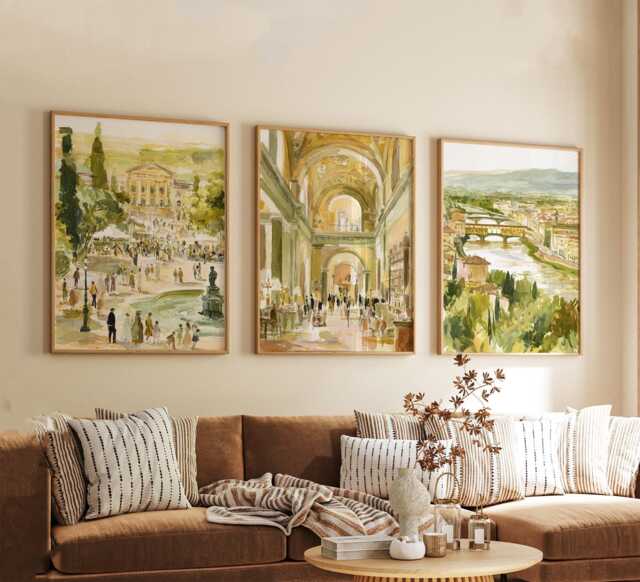 Set Of 3 Florence Posters, Italy Travel Wall Art, City Print Set, Modern Architecture Artwork, Tuscan Home Decor, European Landscape Style - image 1