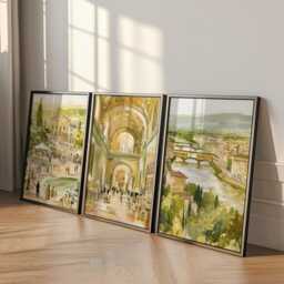 Set Of 3 Florence Posters, Italy Travel Wall Art, City Print Set, Modern Architecture Artwork, Tuscan Home Decor, European Landscape Style - thumbnail 3