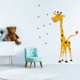 Nursery Giraffe Vinyl Wall Sticker - Baby Art Cute Funny Gift Animal Decor Decal Boy Girl Africa Decorative Colourful Jungle Kid Print - thumbnail 1