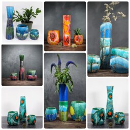 Bespoke Mix Gift Unique Artisan Vase Small Candle Holder Large Tea Light Hand Painted Glass Design - No Box - thumbnail 2