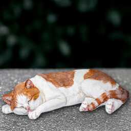Garden Cat Statue Concrete Kitty Sculpture Stone Kitten Figurine Memorial Ornament Sleeping Decoration Handmade Yard Art - thumbnail 1