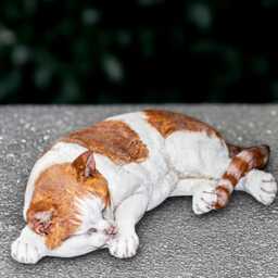 Garden Cat Statue Concrete Kitty Sculpture Stone Kitten Figurine Memorial Ornament Sleeping Decoration Handmade Yard Art - thumbnail 2