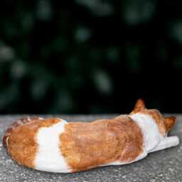 Garden Cat Statue Concrete Kitty Sculpture Stone Kitten Figurine Memorial Ornament Sleeping Decoration Handmade Yard Art - thumbnail 4