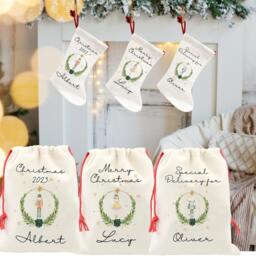 Christmas Stocking, Personalised Nutcracker, Sugar Plum Fairy, Eve Box, First Gift, Sack - thumbnail 2