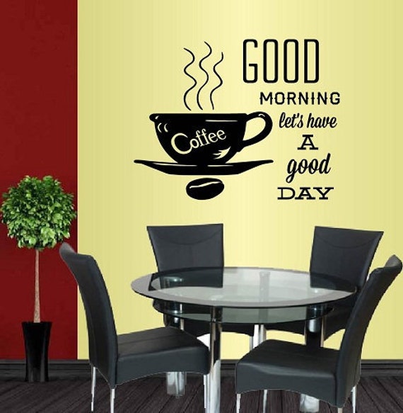 In-Style Decals Wall Vinyl Decal Home Decor Art Sticker Good Morning Coffee Cup Kitchen Caf?? Shop Room Removable Design 200 - image 1