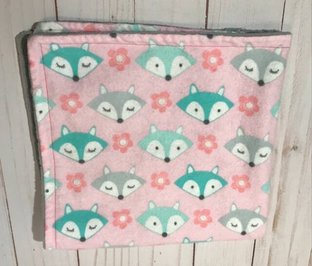 Lovey Blanket, Fox Pink Flannel Minky Blanket For Girl, Security Lovey Baby - image 1