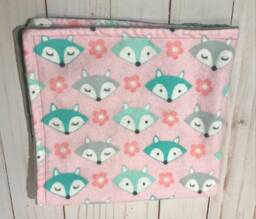 Lovey Blanket, Fox Pink Flannel Minky Blanket For Girl, Security Lovey Baby - thumbnail 1