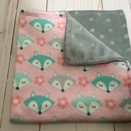 Lovey Blanket, Fox Pink Flannel Minky Blanket For Girl, Security Lovey Baby - thumbnail 2
