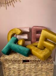 Velvet Letter Cushion Large Handmade Decorative Pillow - thumbnail 1