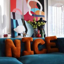 Velvet Letter Cushion Large Handmade Decorative Pillow - thumbnail 3