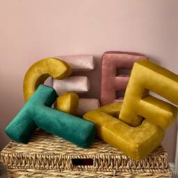Velvet Letter Cushion Large Handmade Decorative Pillow - thumbnail 3