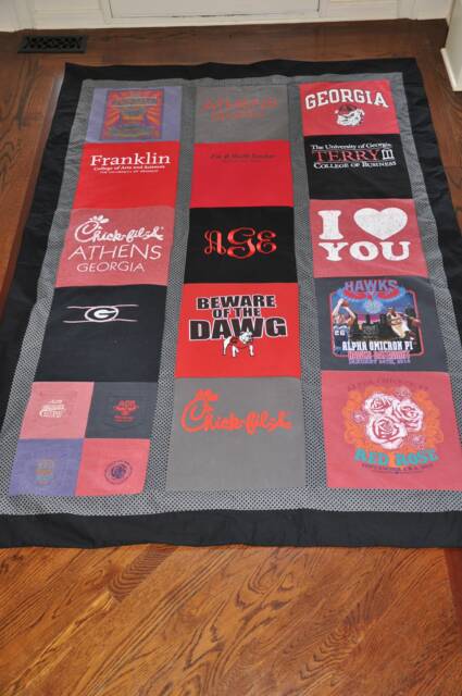 T-Shirt Quilt With Sashing Double Border - Throw Shown Here