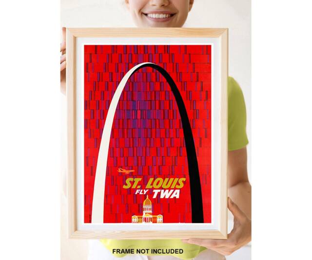 Reprint Of A Vintage Twa Airline Travel Poster To St. Louis - image 1