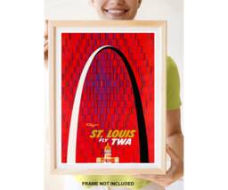 Reprint Of A Vintage Twa Airline Travel Poster To St. Louis - thumbnail 1