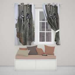 Blindfolded Cherubs Concrete Street Art Sculpture Distinctive Wall Home Decor Readymade Eyelet Ring Top Thermal 100% Blackout Curtains - thumbnail 2